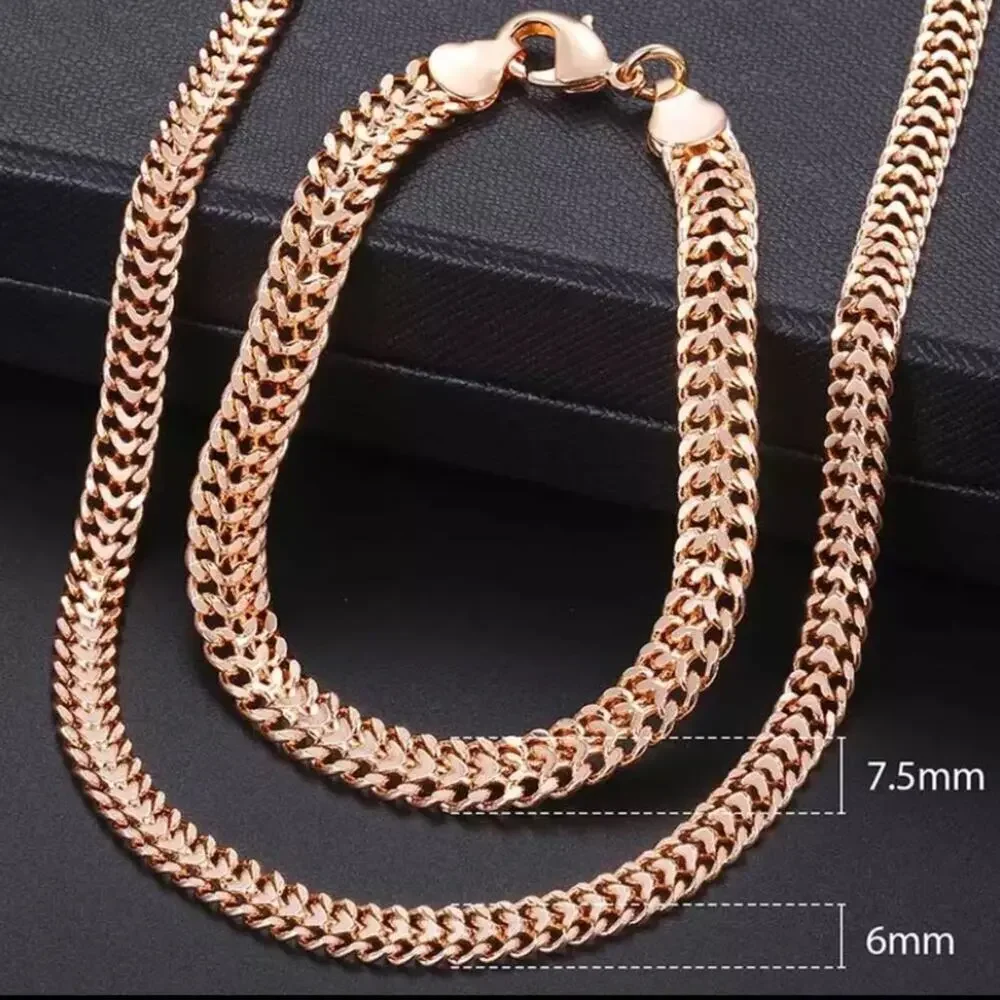 Rose Gold Double Weaving Chain Link Bracelet